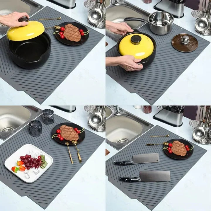 [Hometech] Silicone Kitchen Drying Mat with Grooved Drain