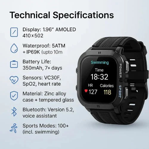 [Hometech] Sports Watch with Bluetooth 5.0 Connectivity