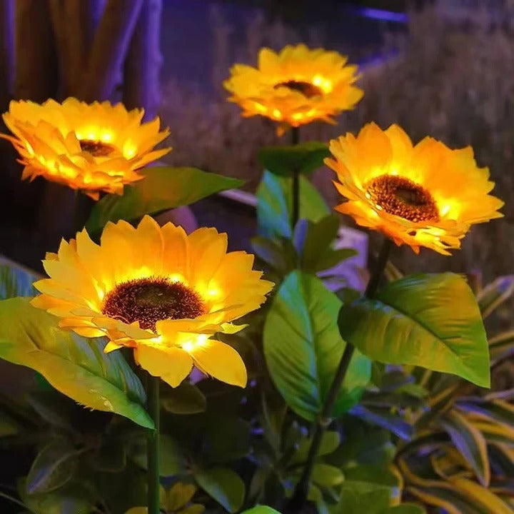 [Hometech] Sunflower Style Solar LED Light with Fabric Petals and Iron Frame