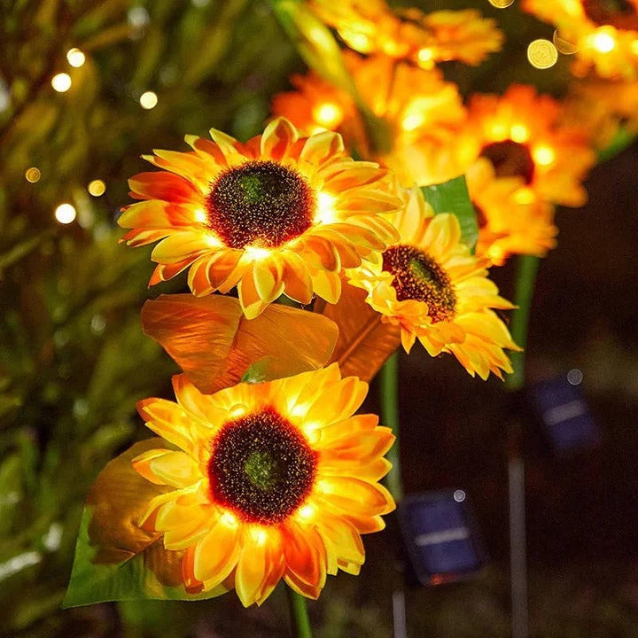 [Hometech] Sunflower Style Solar LED Light with Fabric Petals and Iron Frame