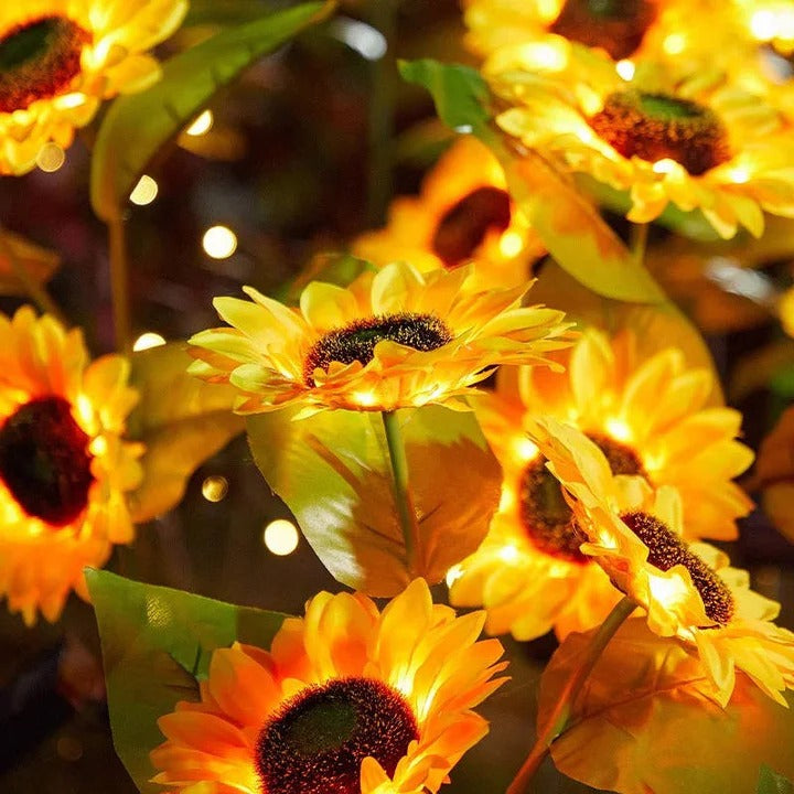 [Hometech] Sunflower Style Solar LED Light with Fabric Petals and Iron Frame