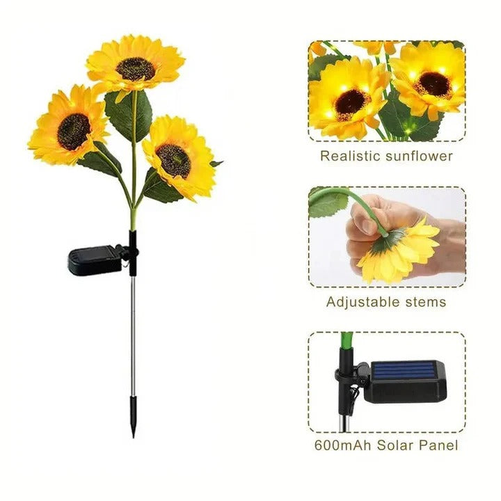 [Hometech] Sunflower Style Solar LED Light with Fabric Petals and Iron Frame