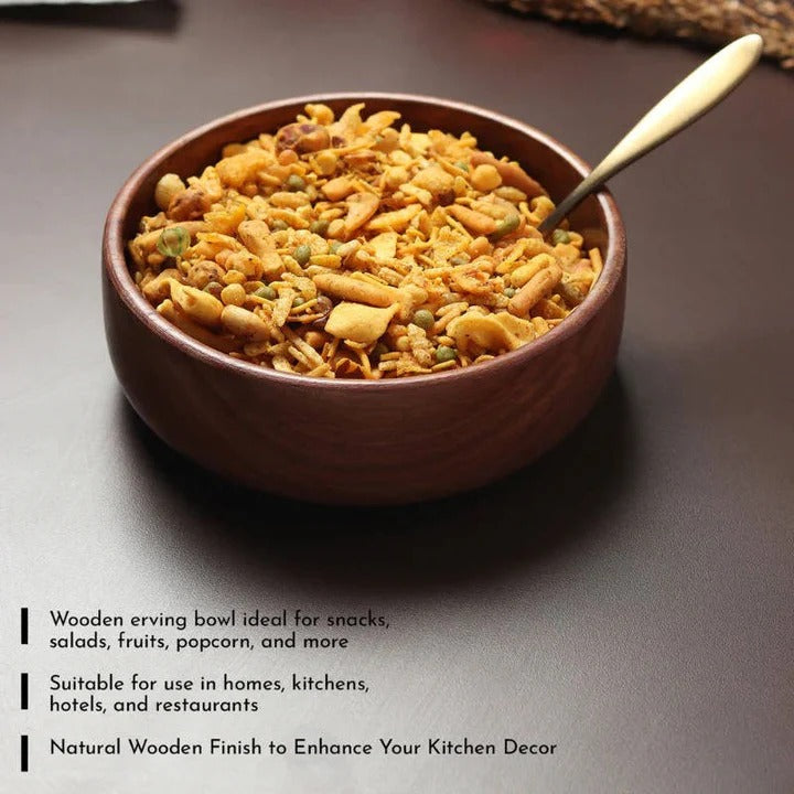 [Hometech] Walnut Wood Round Serving Bowls, Set of 2