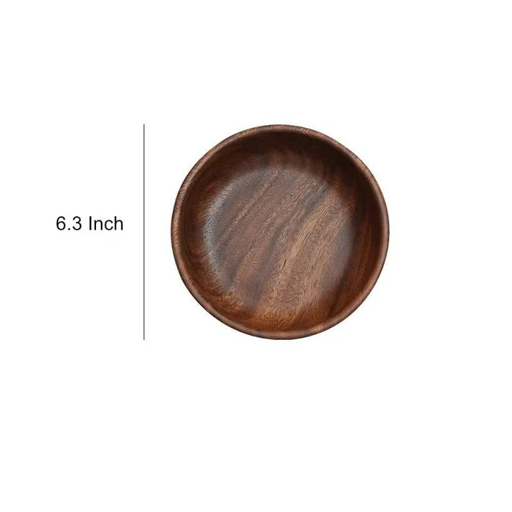 [Hometech] Walnut Wood Round Serving Bowls, Set of 2