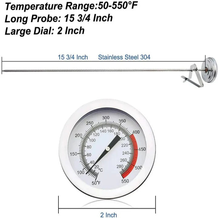 [Hometech] Stainless Steel Deep Fry Thermometer with 15 inch Mechanical Probe