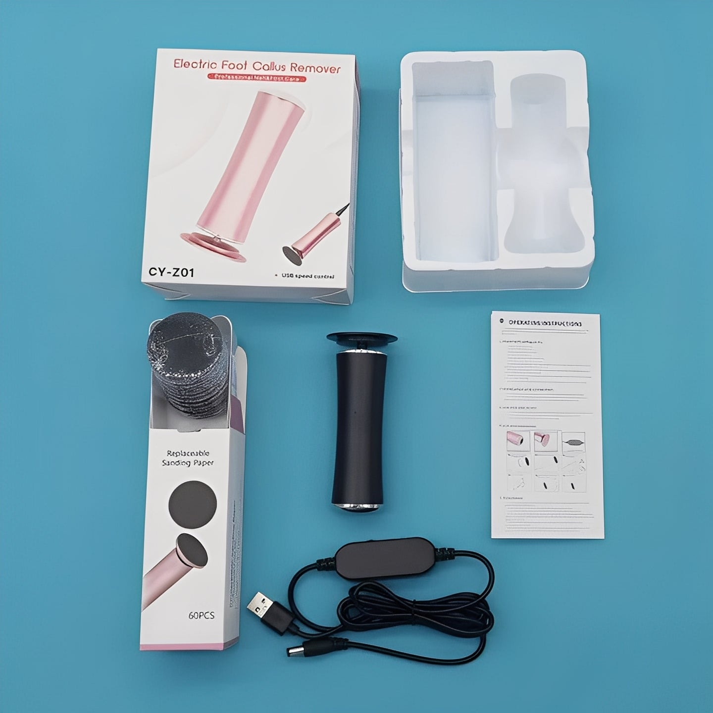 [Hometech] Rechargeable Electric Foot File with Sanding Disc Kit