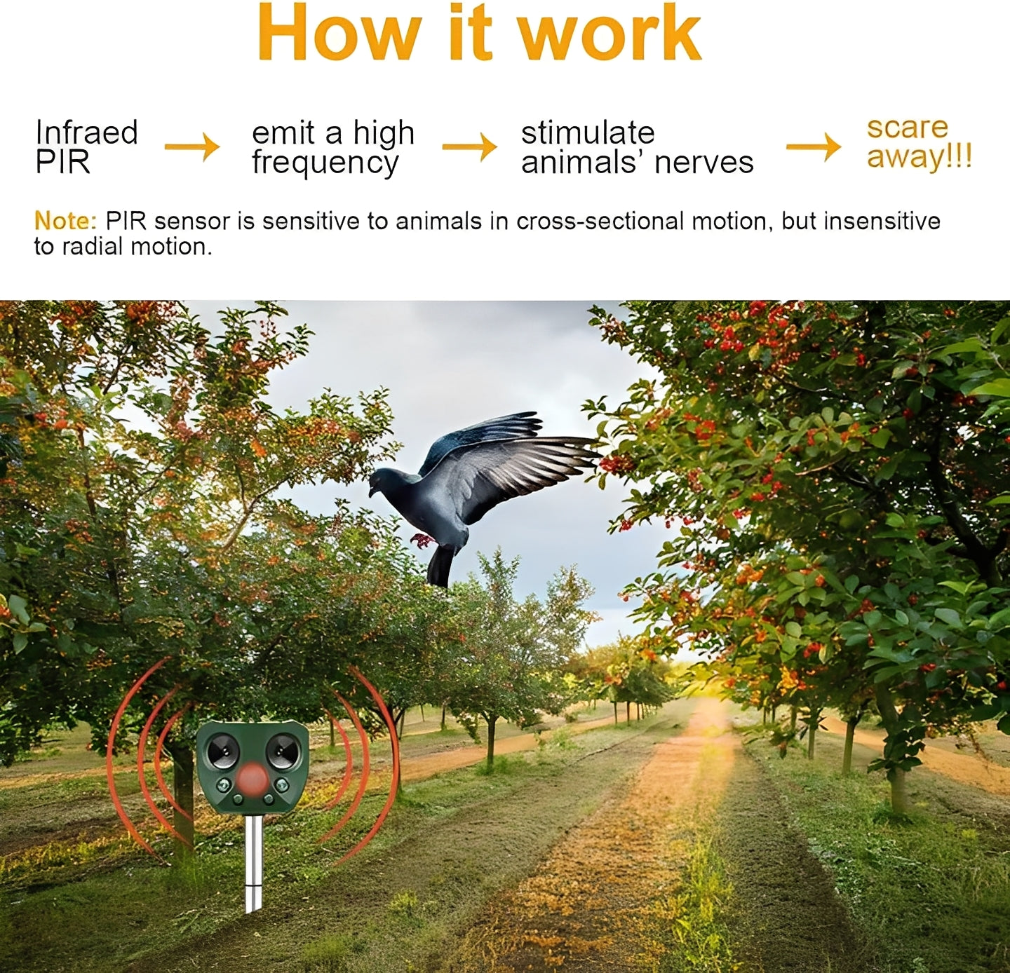 [Hometech] Ultrasonic Bird and Pest Deterrent Device with Motion Sensor