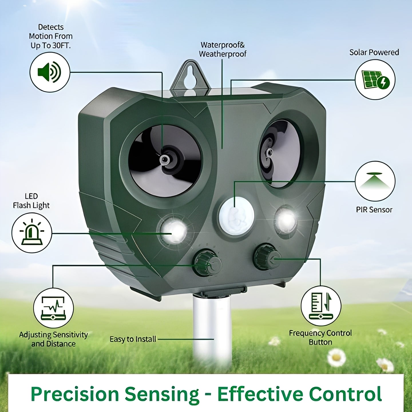 [Hometech] Ultrasonic Bird and Pest Deterrent Device with Motion Sensor