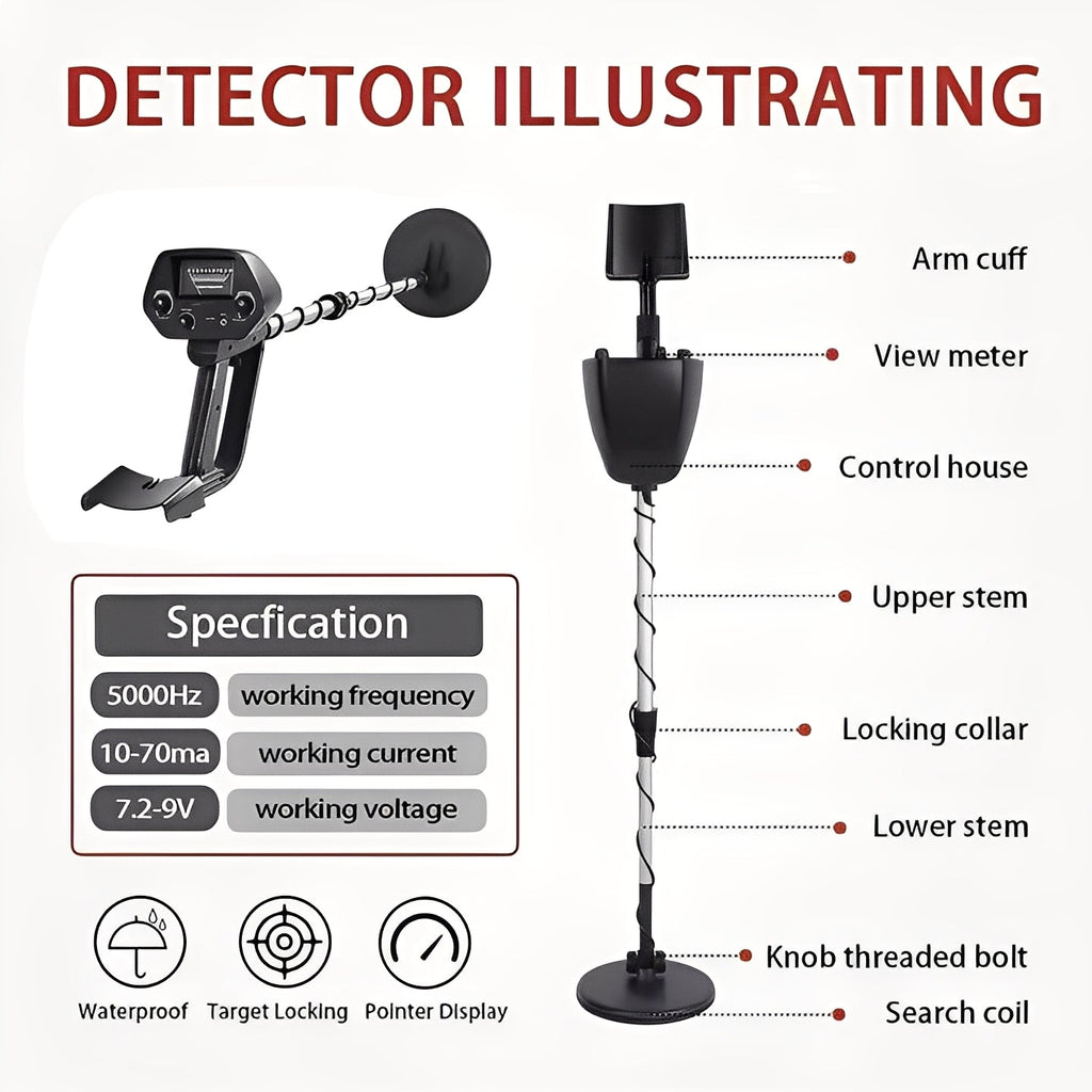 [Hometech] Metal Detector with LCD Pointer Meter and Adjustable Stem