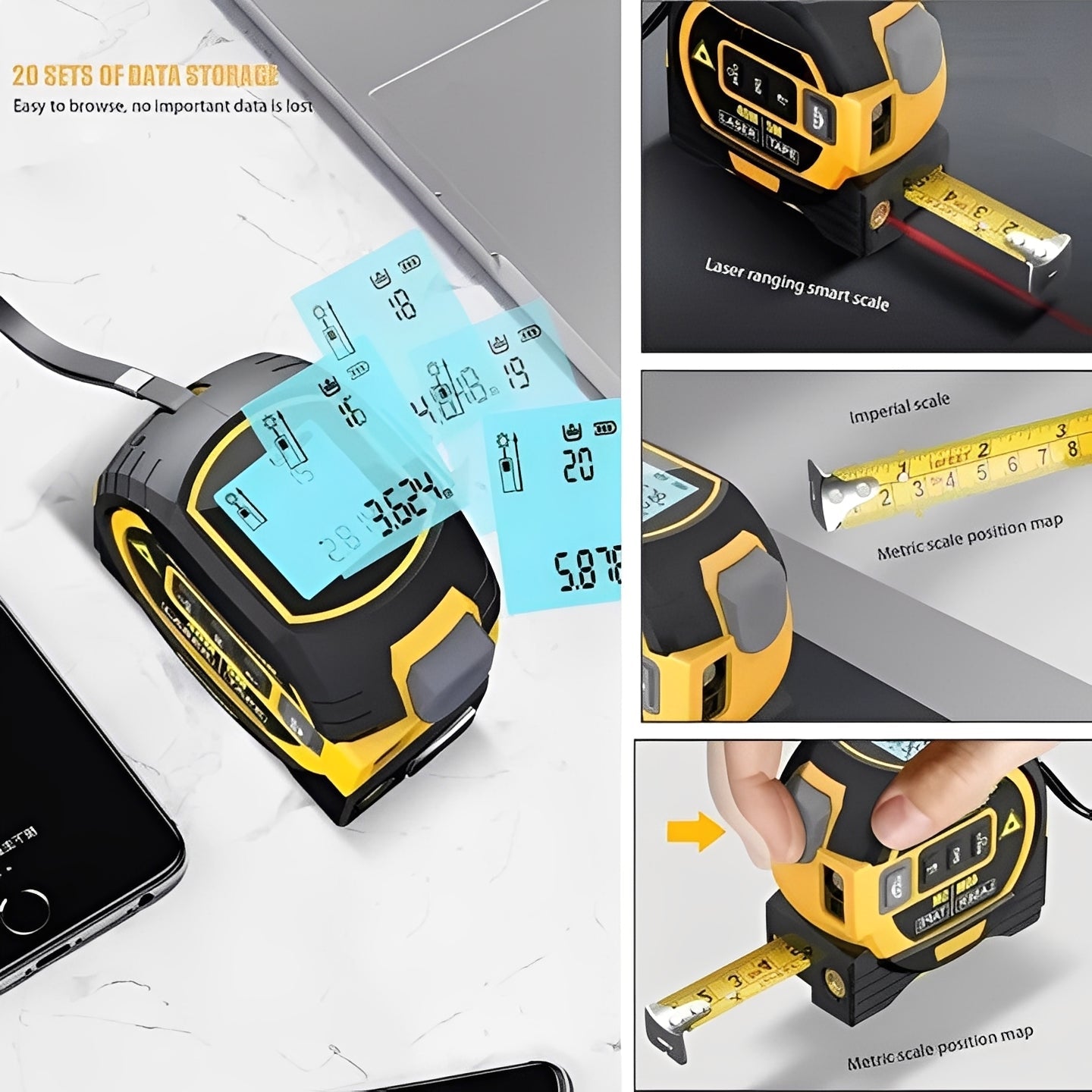 [Hometech] 3-in-1 Distance Measuring Tool with Infrared Laser Function