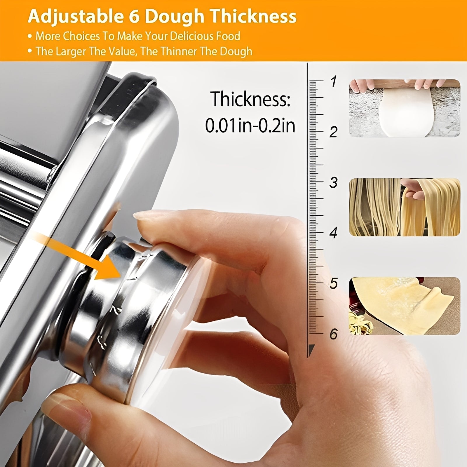 [Hometech] Stainless Steel Pasta Maker with Adjustable Thickness Settings
