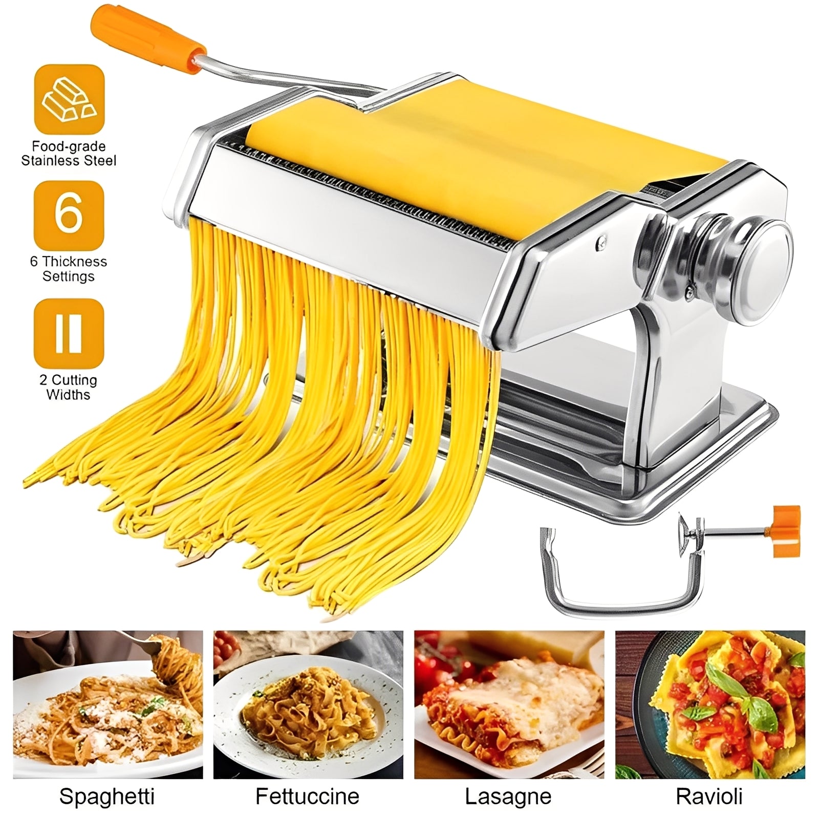 [Hometech] Stainless Steel Pasta Maker with Adjustable Thickness Settings