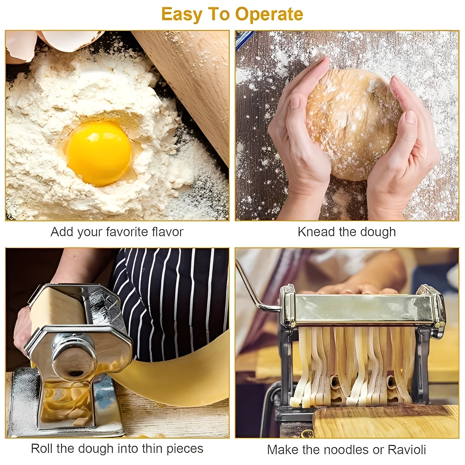 [Hometech] Stainless Steel Pasta Maker with Adjustable Thickness Settings