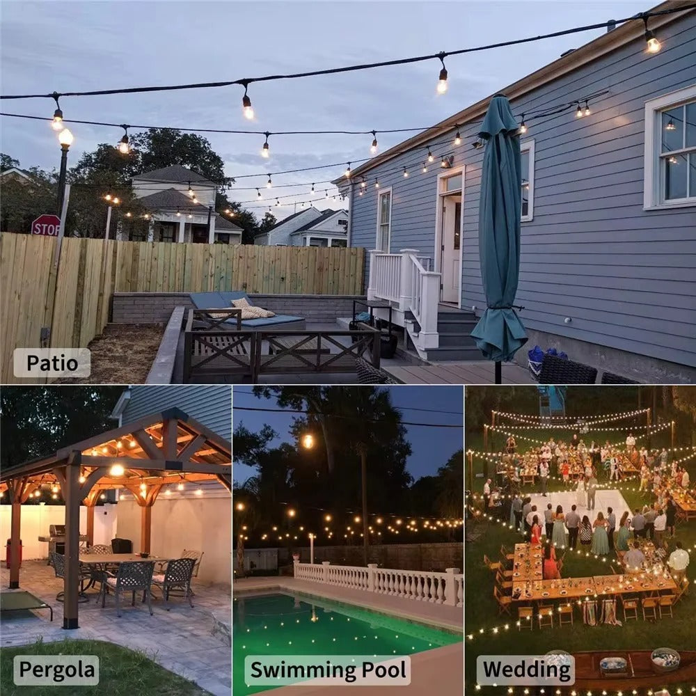 [Hometech] Outdoor LED String Lights with Edison Style Bulbs