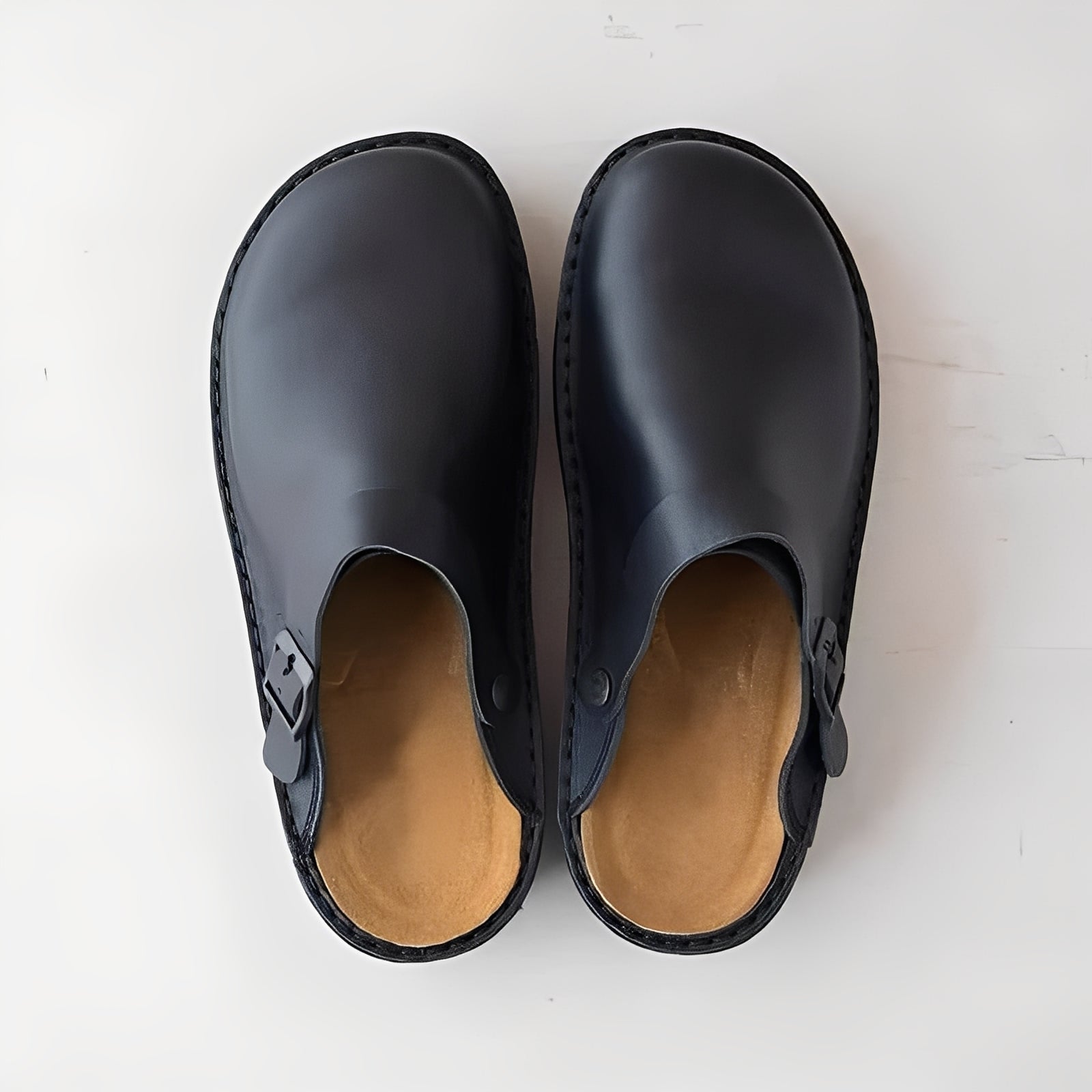 [Hometech] Men's Leather Slippers with Supportive Insole
