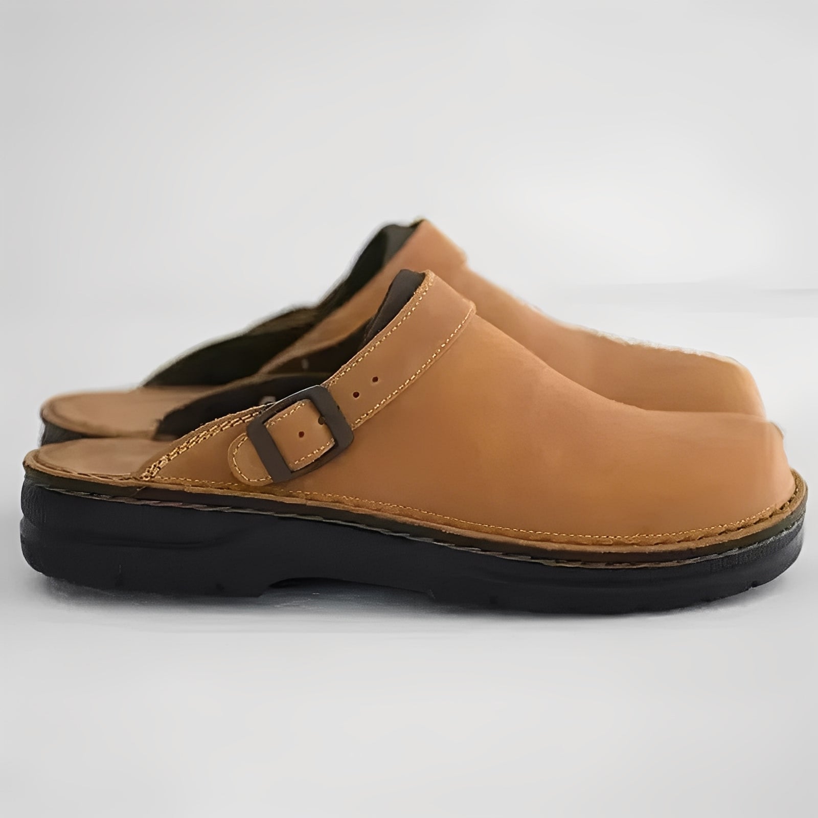 [Hometech] Men's Leather Slippers with Supportive Insole