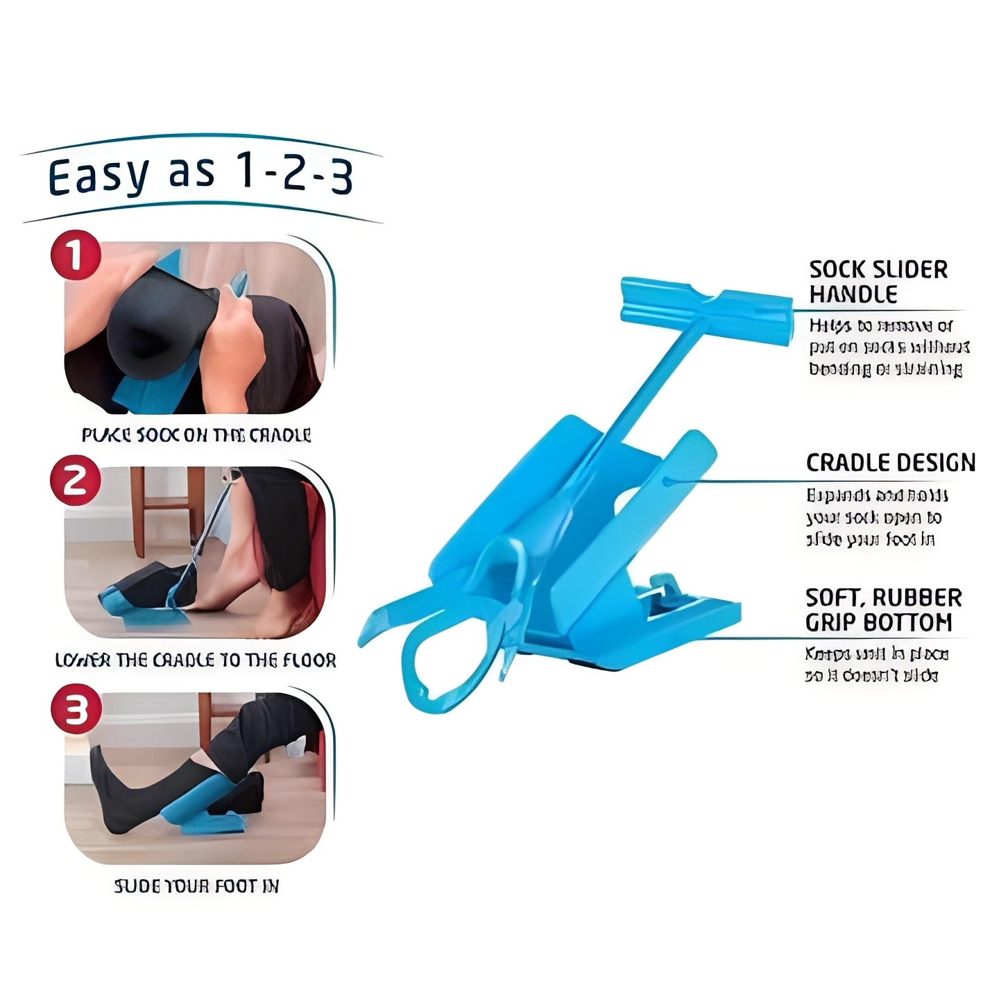 [Hometech] Compression Stocking Sock Aid with Long Handle for Dressing Assistance
