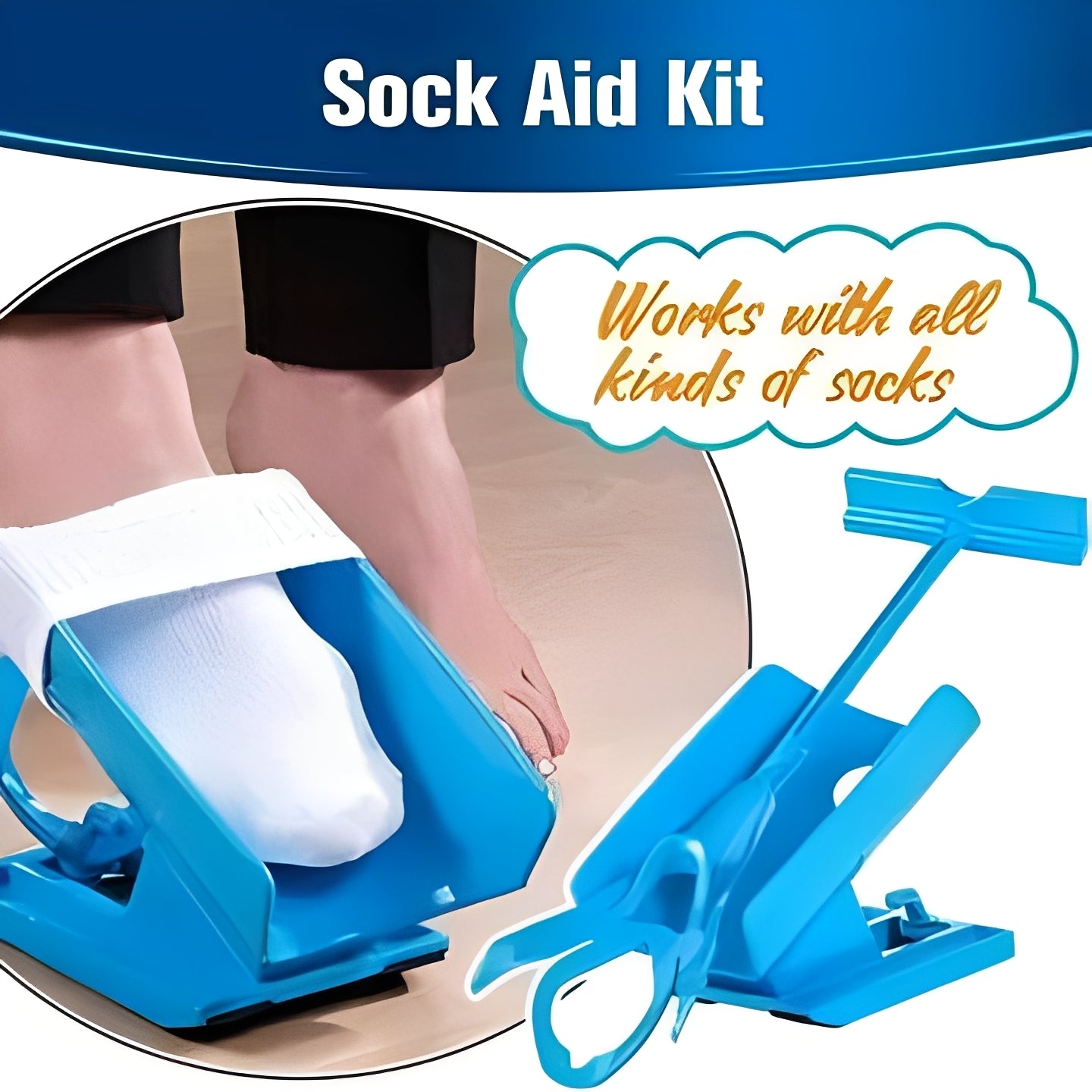 [Hometech] Compression Stocking Sock Aid with Long Handle for Dressing Assistance
