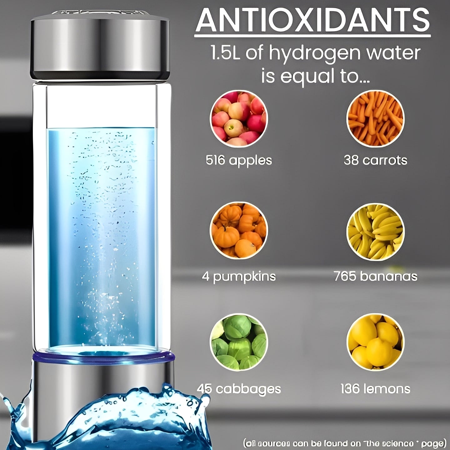 [Hometech] Portable Hydrogen Water Bottle with USB Rechargeable Base