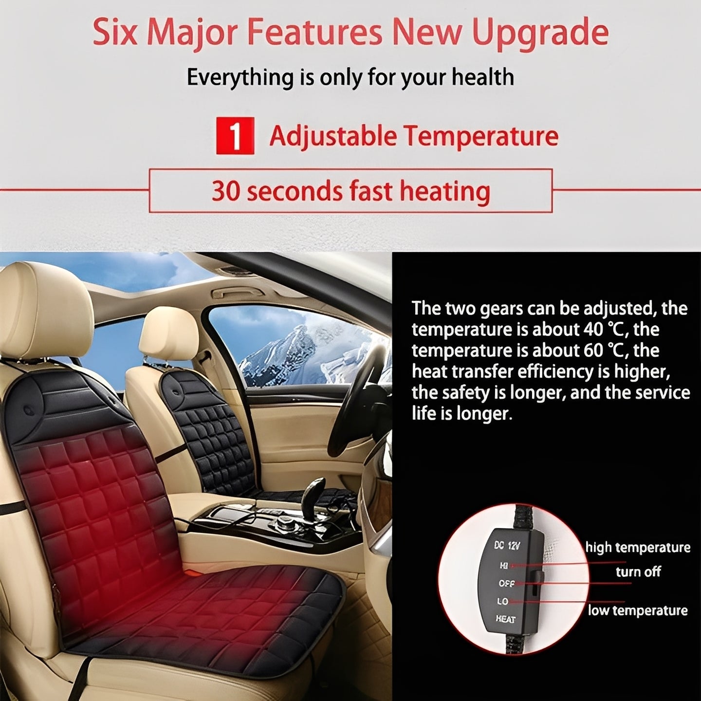 [Hometech] Heated Car Seat Cushion with Temperature Control