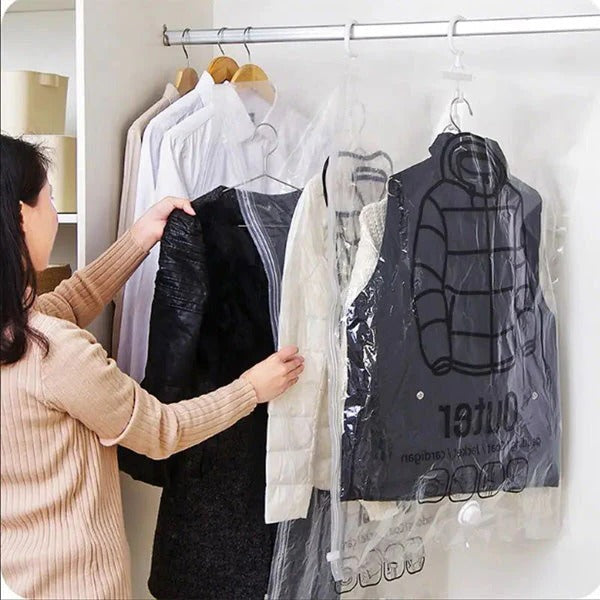 [Hometech] Hanging Vacuum Storage Bags for Closet Organization, Set of 4