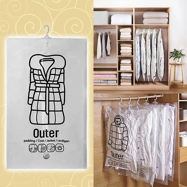 [Hometech] Hanging Vacuum Storage Bags for Closet Organization, Set of 4