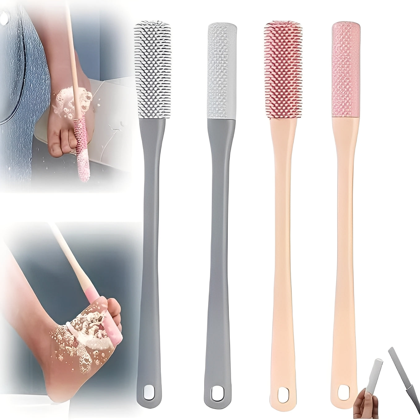 [Hometech] Toe Gap Cleaning Brush with Handle, 2 Piece Set