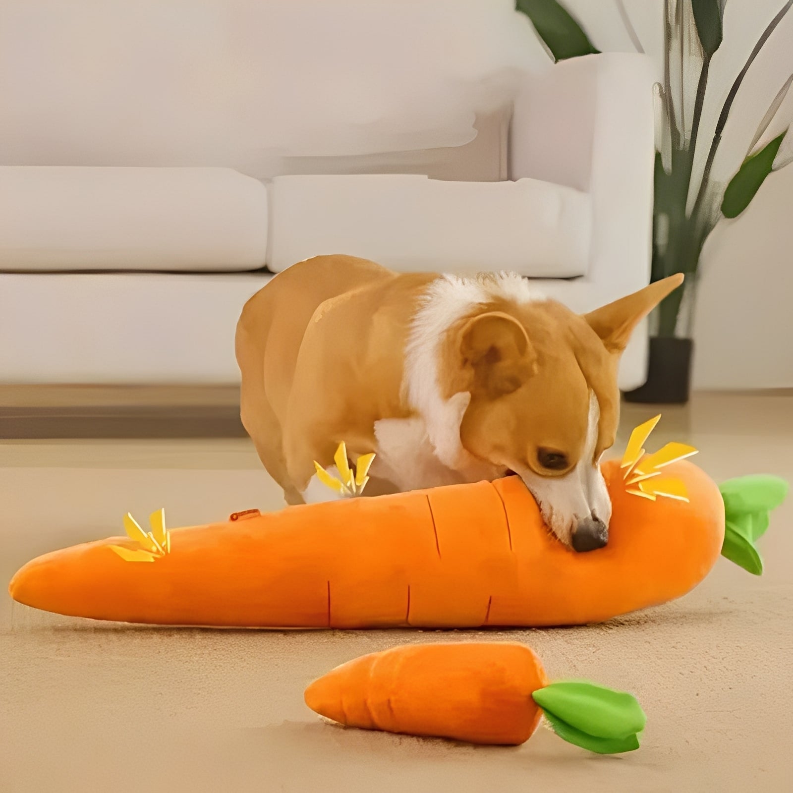[Hometech] Plush Dog Toy with Sound in Carrot Shape