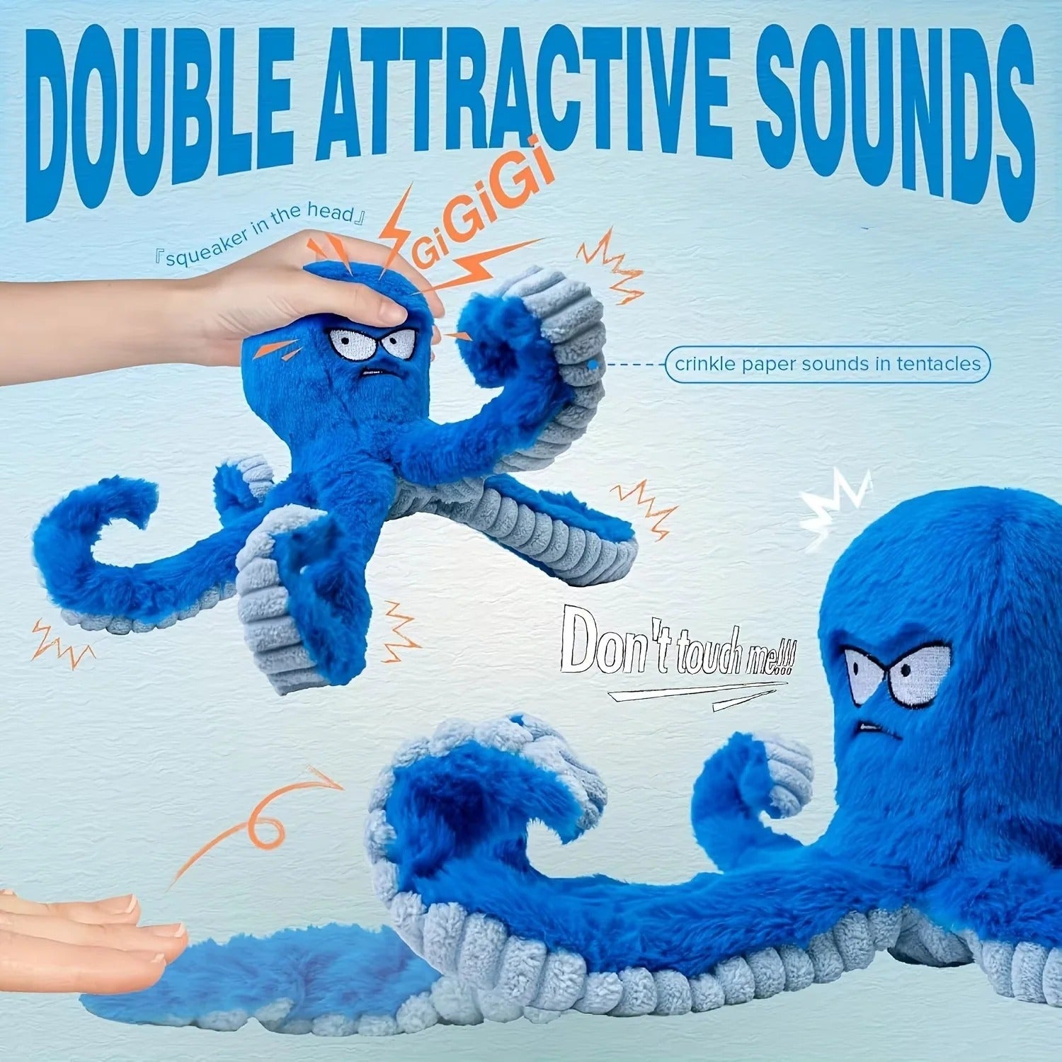 [Hometech] Plush Octopus Shaped Pet Toy with Sound Feature