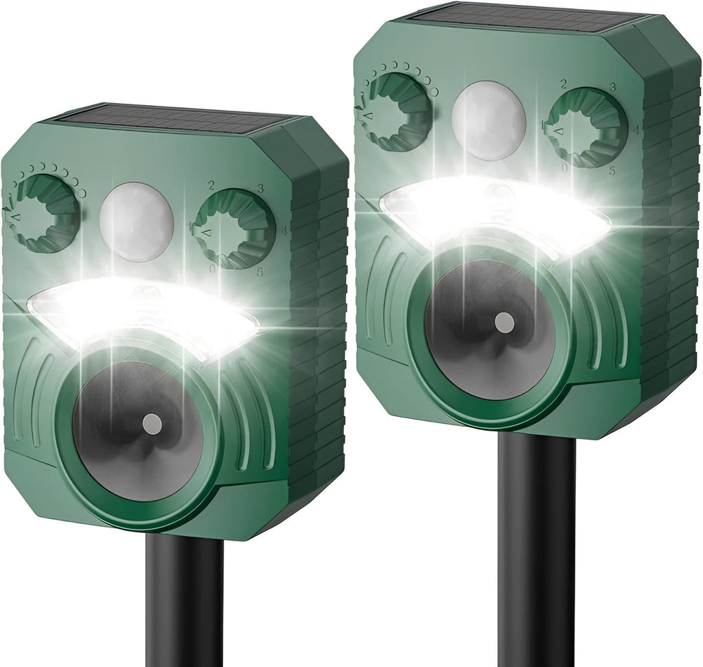 [Hometech] Outdoor Ultrasonic Pest Deterrent with Motion Sensor and Light, Set of 2