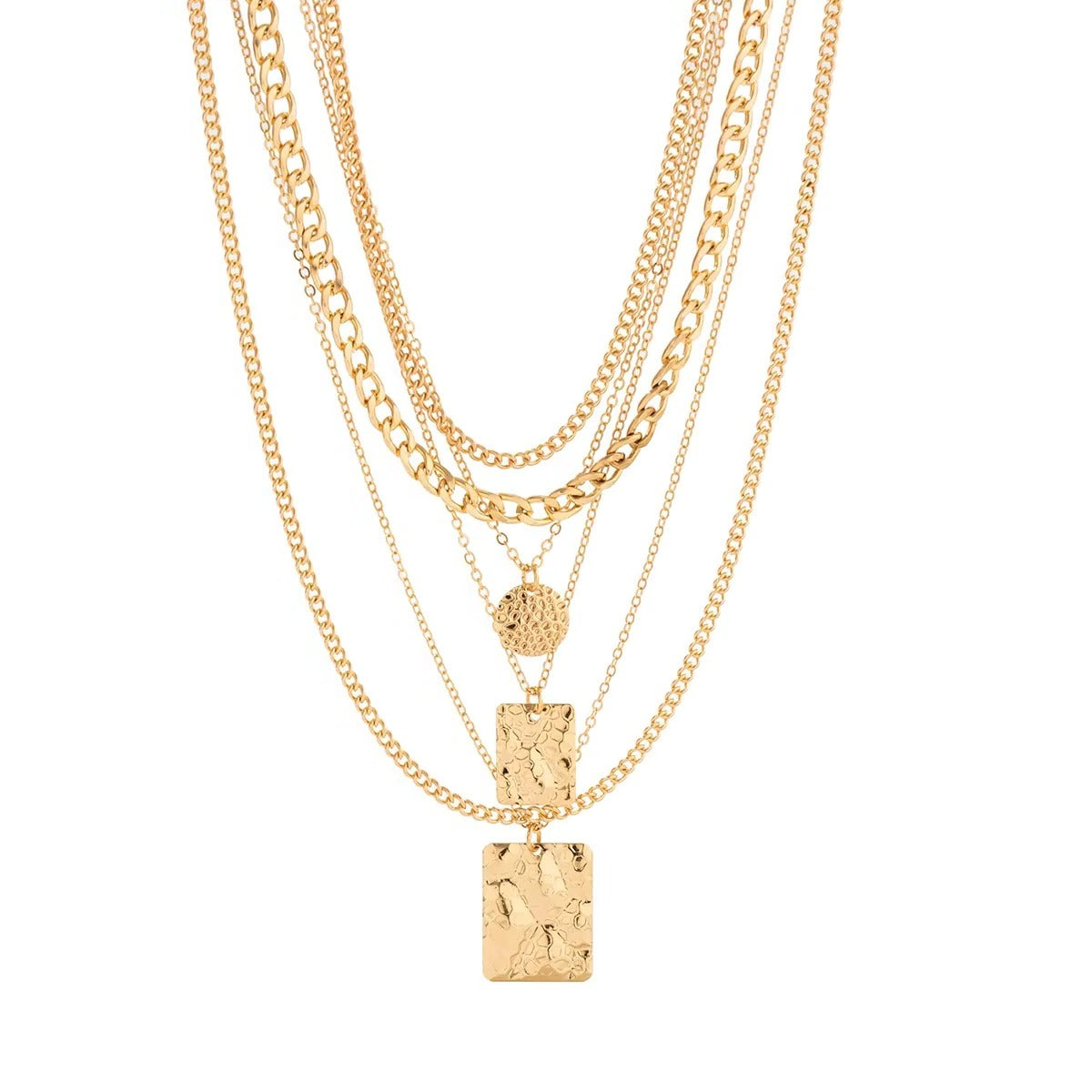 [Hometech] Layered Choker Necklace Set, 6 Piece with Vintage Coin and Tag