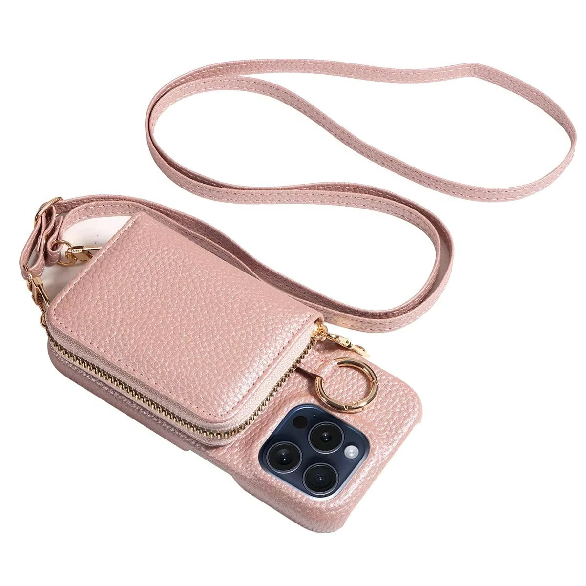 [Hometech] Leather Wallet Case for iPhone with Card Slots and Zipper Closure