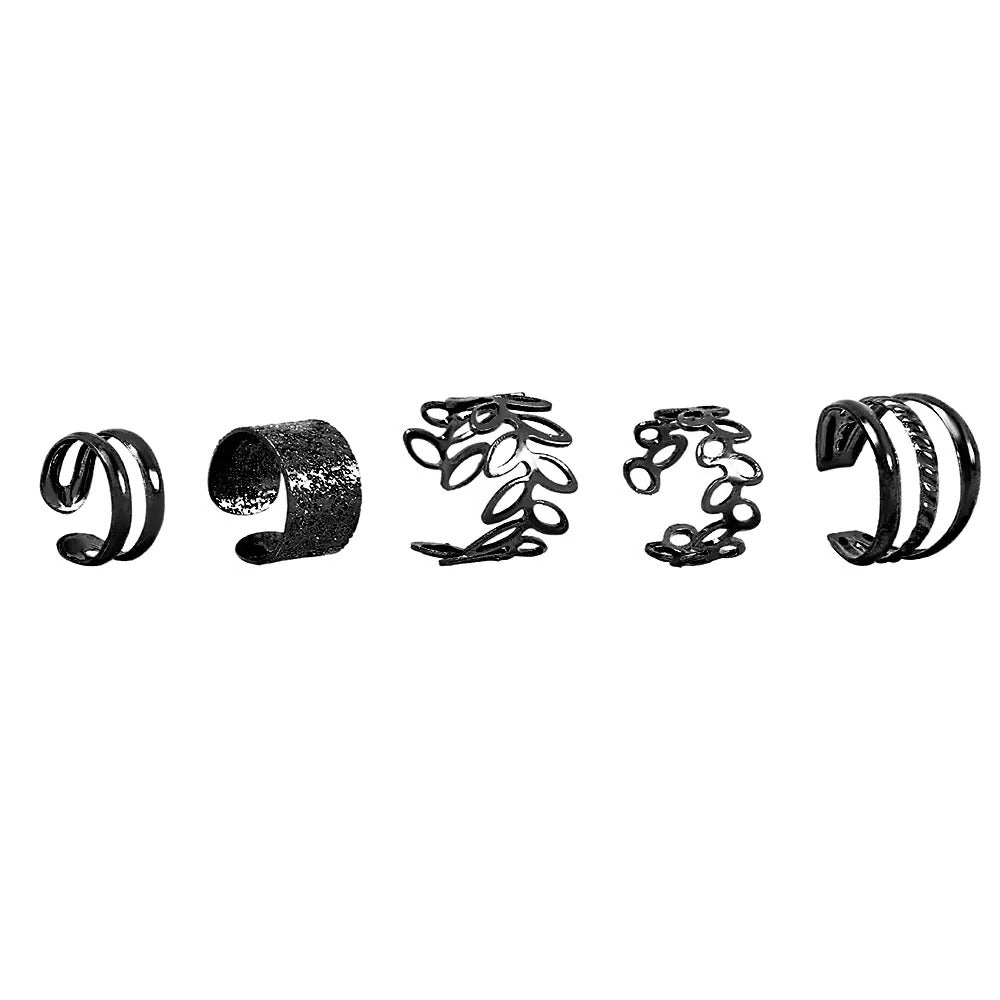 [Hometech] Clip On Ear Cuff Set Gold Leaf Design for Women