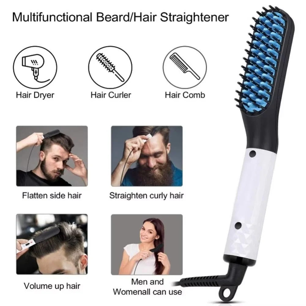 [Hometech] Portable Mini Beard Straightening Brush with Ceramic Heating Technology