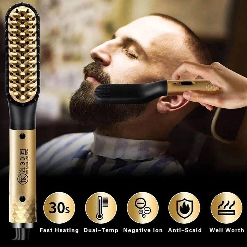 [Hometech] Portable Mini Beard Straightening Brush with Ceramic Heating Technology
