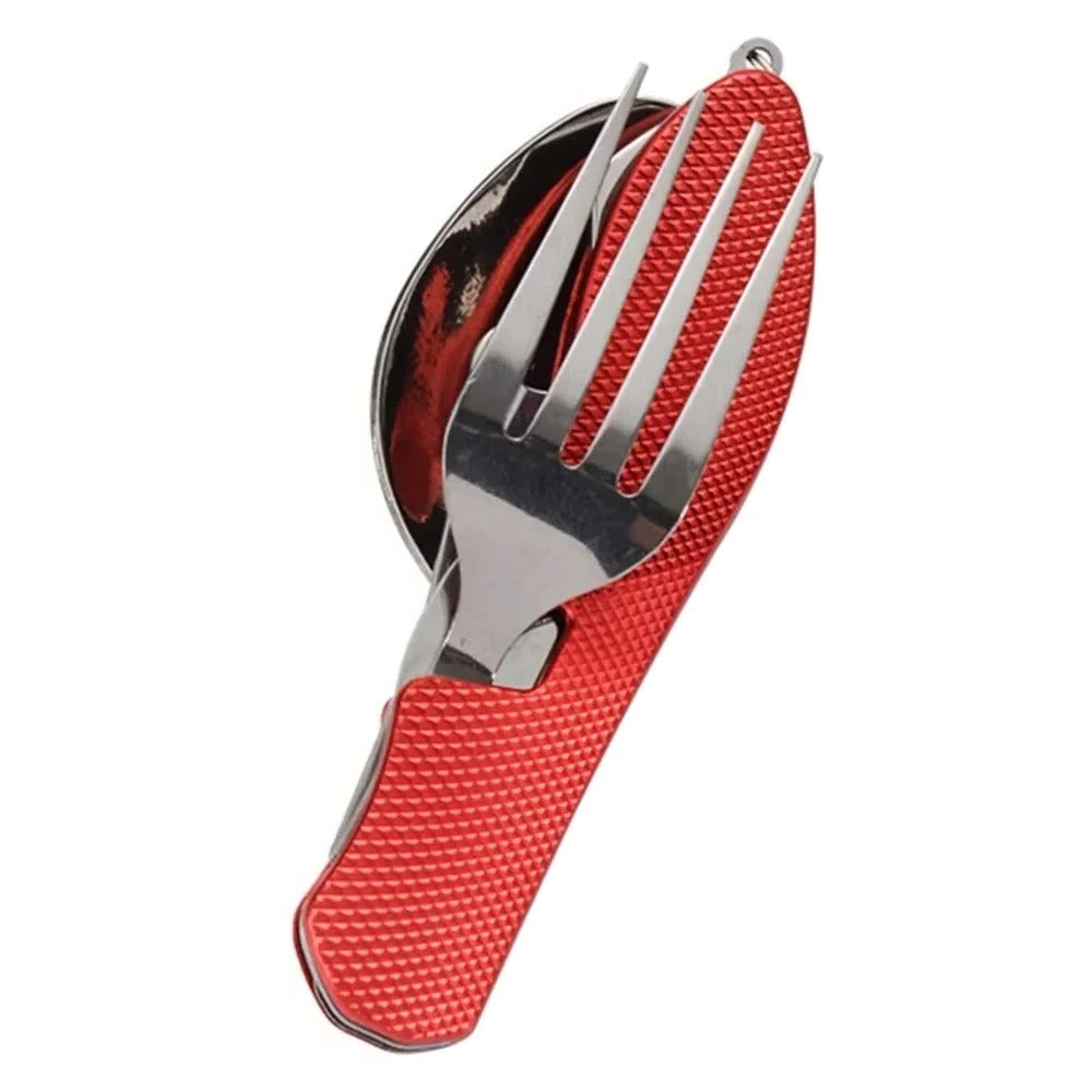 [Hometech] Reusable 4-in-1 Compact Utensil Set for Camping Fork Spoon Knife and Opener