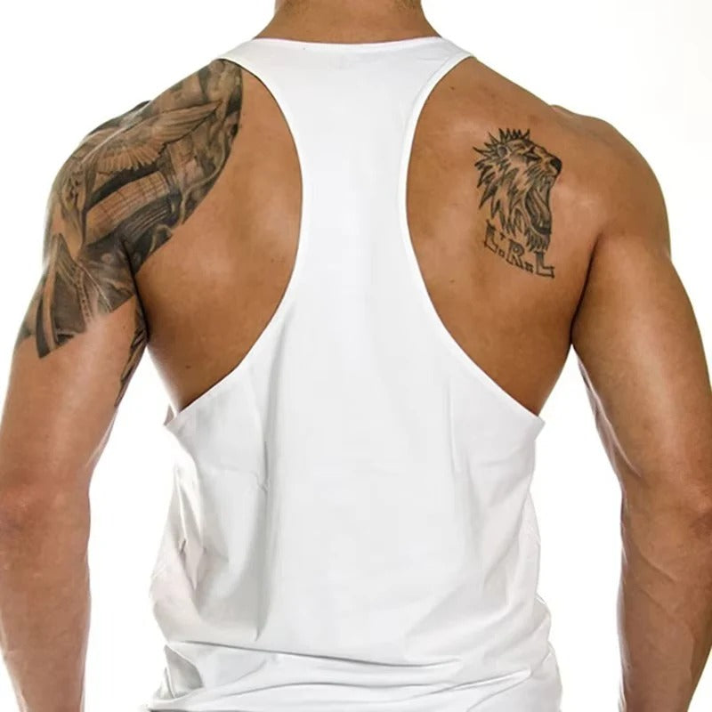 [Hometech] Men’s Cotton Stringer Tank Top with Y Back Design for Gym Wear