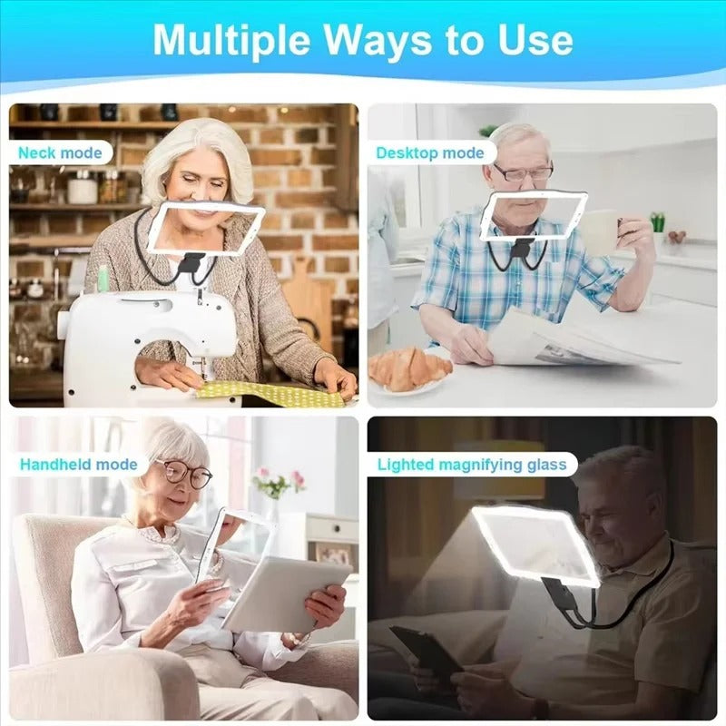 [Hometech] Adjustable Hands Free Magnifying Glass with LED Lighting and 5X Zoom