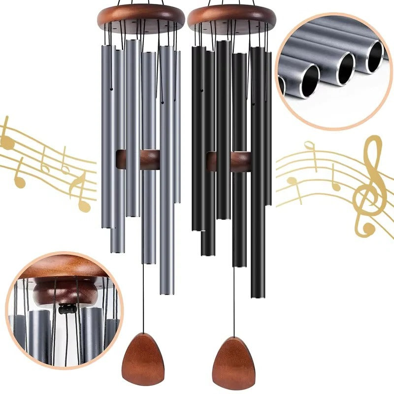 [Hometech] Outdoor Wind Chimes with Aluminum Tubes and Wooden Accents