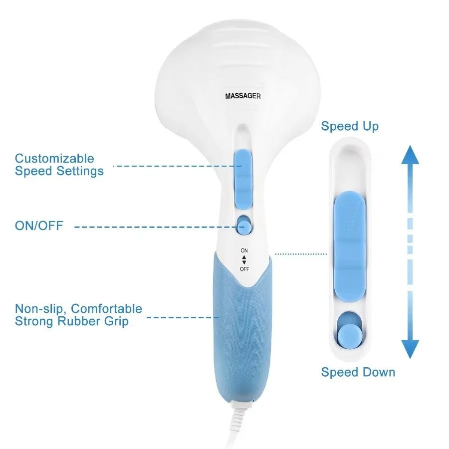 [Hometech] Dual Vibration Handheld Electric Massager with Adjustable Intensity