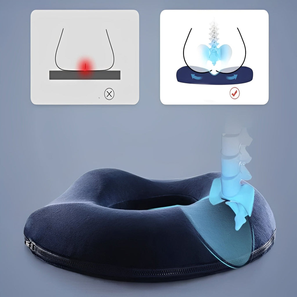 [Hometech] Portable Seat Cushion with Central Opening and Washable Cover