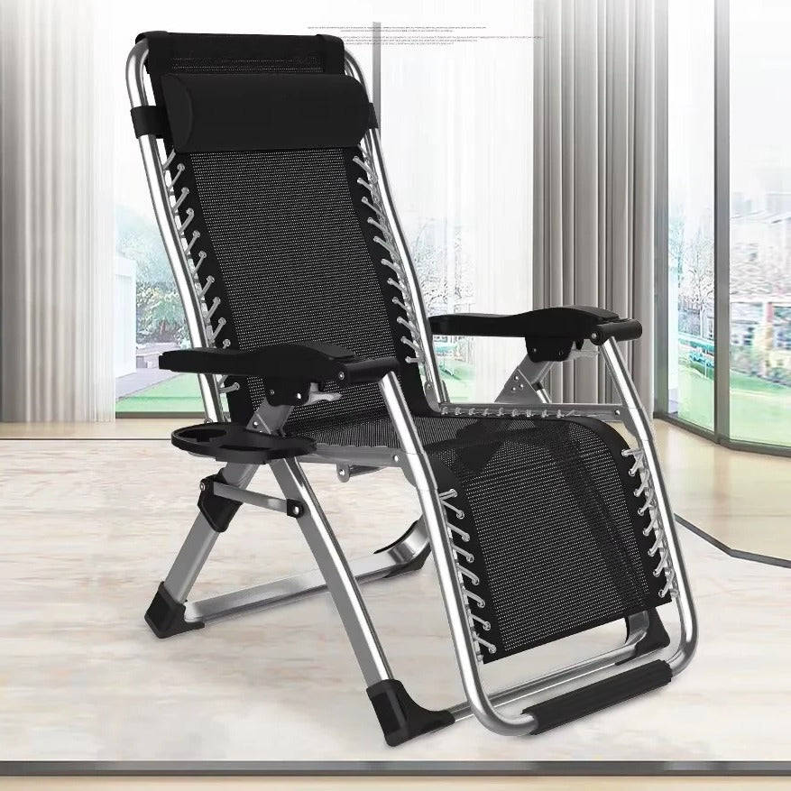 [Hometech] Portable Outdoor Folding Lounge Chair and Reclining Patio Seat and Cup Holder