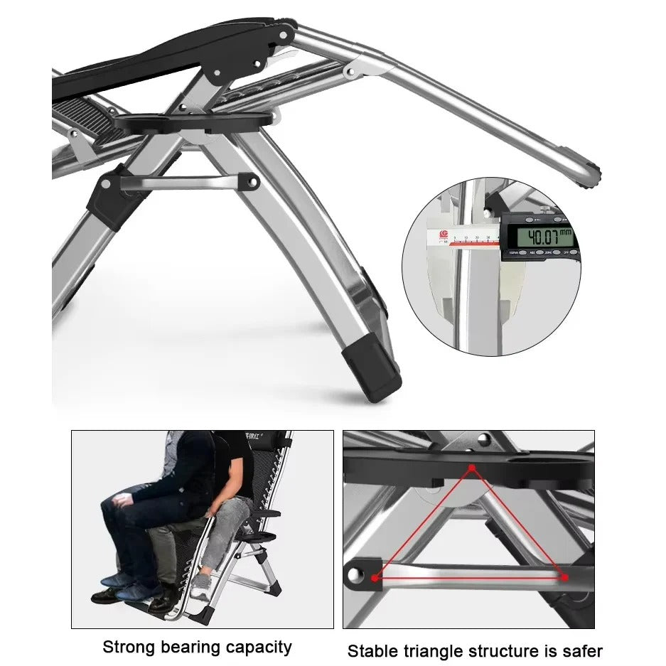 [Hometech] Portable Outdoor Folding Lounge Chair and Reclining Patio Seat and Cup Holder