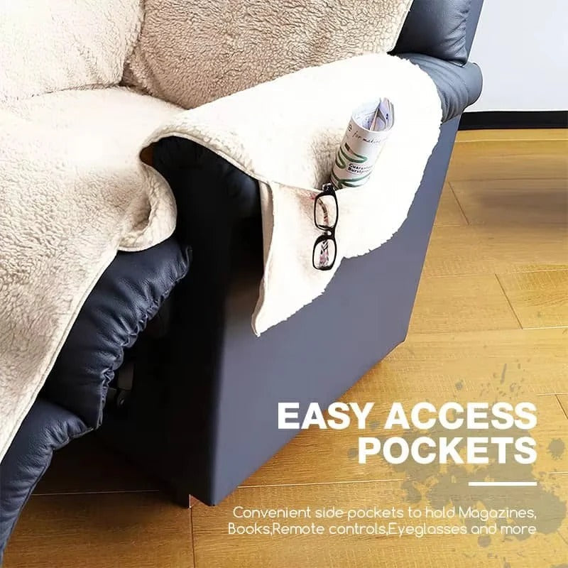 [Hometech] Plush Fleece Recliner and Armchair Cover with Textured Backing