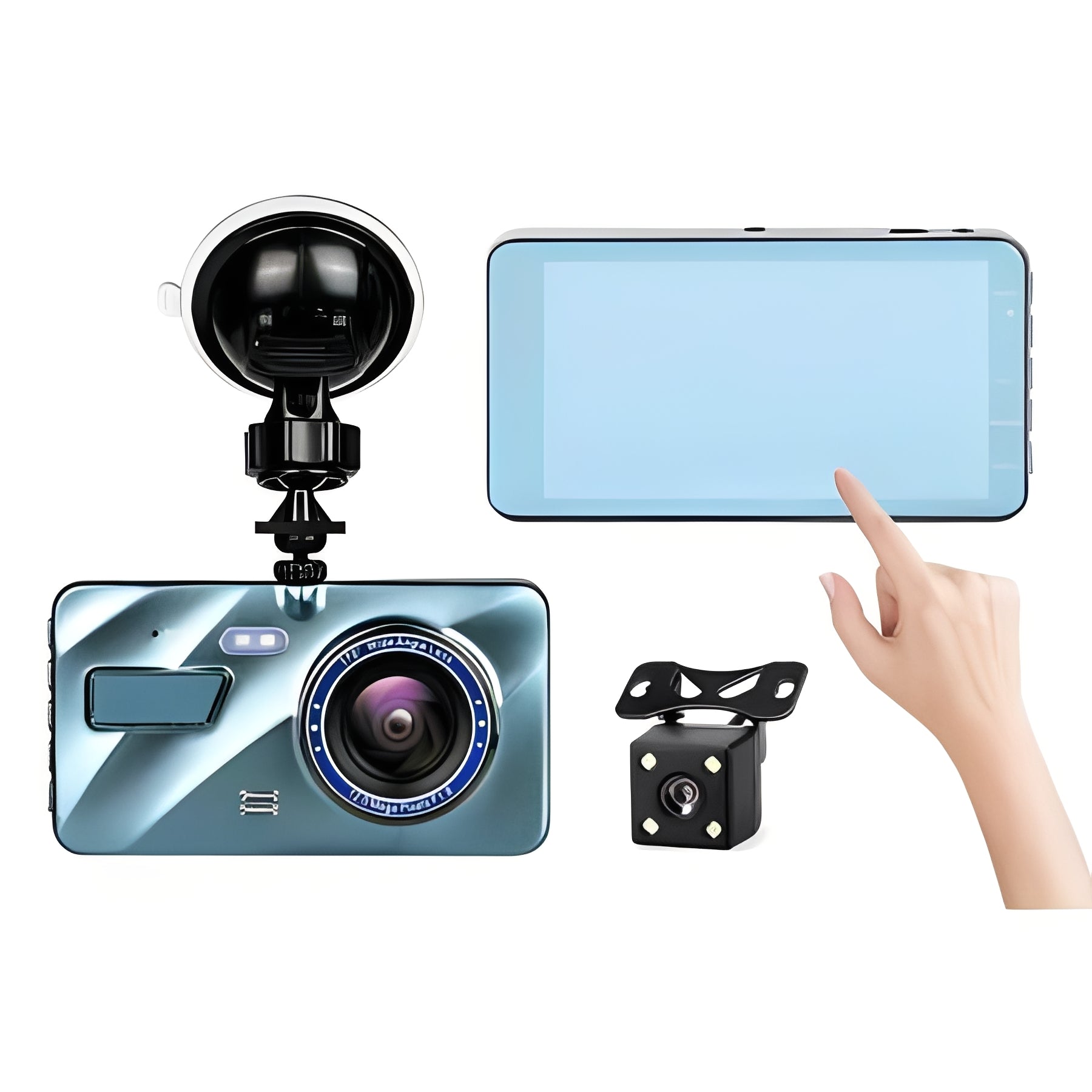 [Hometech] Front and Rear Dual Lens Dash Cam with 4 Inch Display