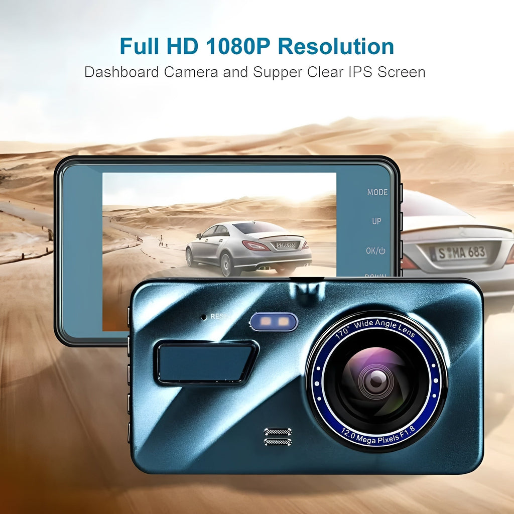 [Hometech] Front and Rear Dual Lens Dash Cam with 4 Inch Display