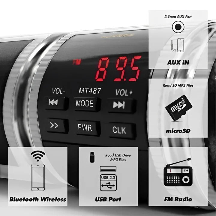 [Hometech] Bluetooth Motorcycle Sound System with FM Radio and USB Input