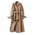 [Hometech] Trench Coat with Adjustable Waist Belt and Front Button Closure