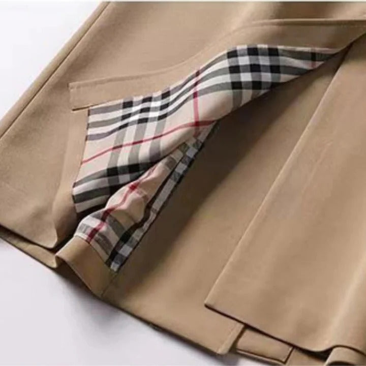 [Hometech] Trench Coat with Adjustable Waist Belt and Front Button Closure