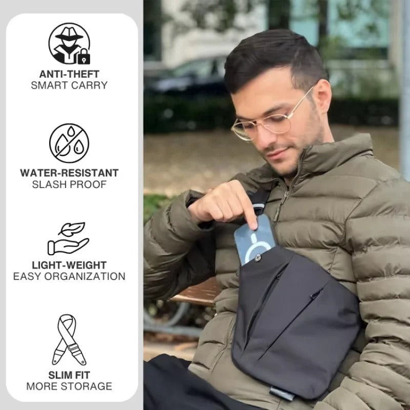 [Hometech] Adjustable Crossbody Sling Bag with Padded Air Mesh Back Panel